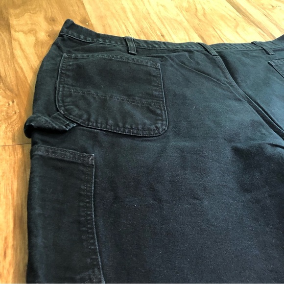 Carhartt Mens Black Denim Work Carpenter Pants Jeans 48x29.5 Dungaree Fit PICS - Picture 10 of 14